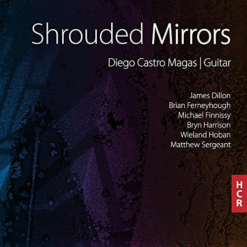 CD cover for "Shrouded Mirrors" by Diego Castro Magas, abstract blue and purple.