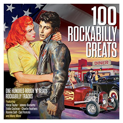 Album cover featuring a couple, a hot rod, and a diner against American flag.