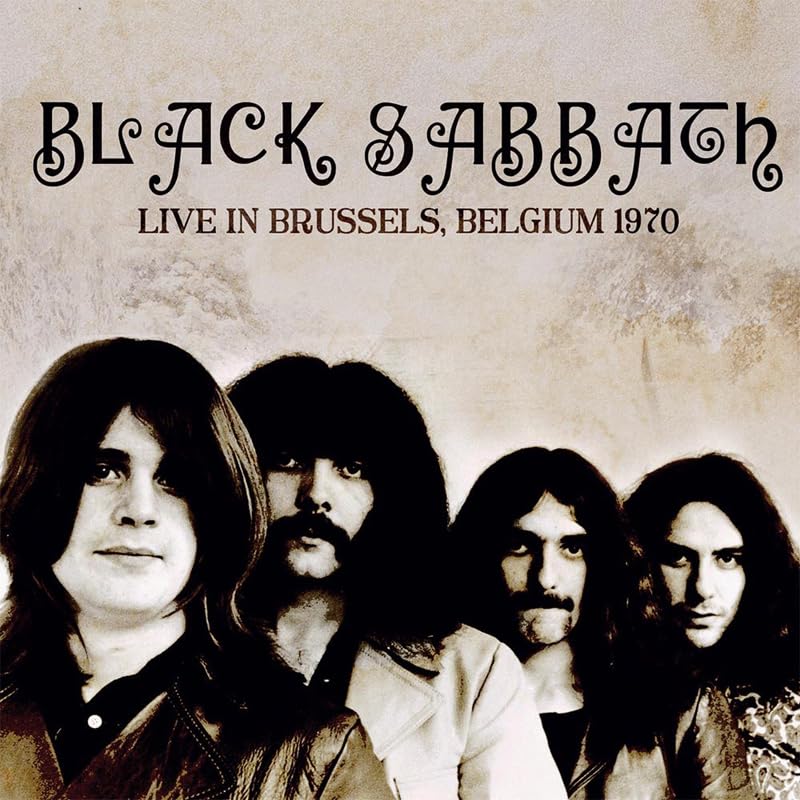 Black Sabbath album cover featuring four long-haired musicians in sepia tone.