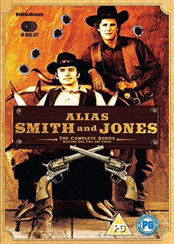 Alias Smith and Jones" DVD cover featuring two cowboys and revolvers.