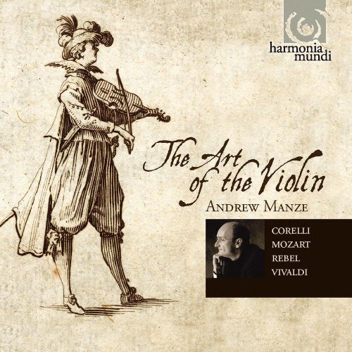 CD cover with a sketch of a violinist and portrait of Andrew Manze.
