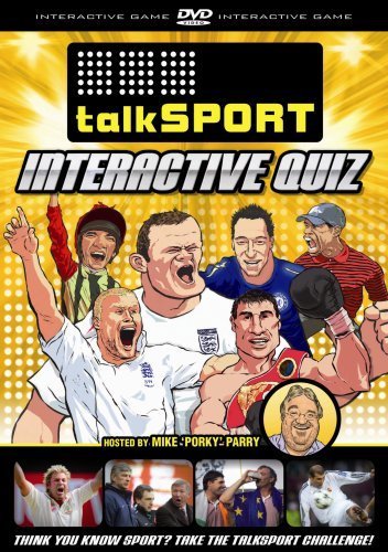 Talksport Interactive Quiz DVD cover featuring cartoon sports figures.