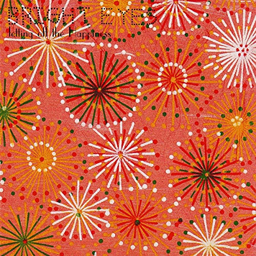Album cover with a red textured background and colorful firework patterns.