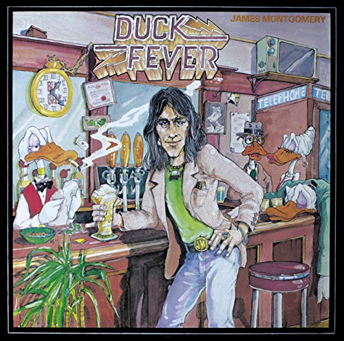 Album cover for “Duck Fever” by James Montgomery, featuring a man and cartoon ducks.