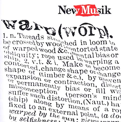 CD cover for “New Musik - Warp” with textured, typographic design.