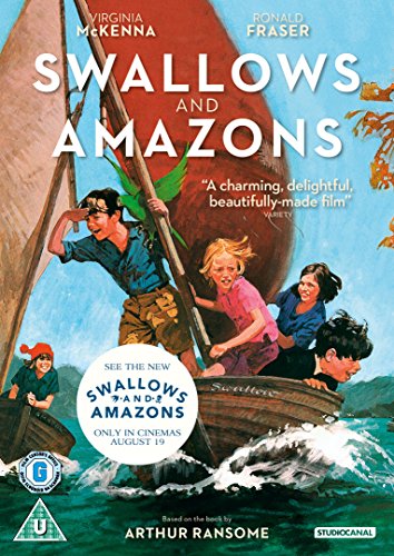 DVD cover for "Swallows and Amazons" featuring children in a sailboat.