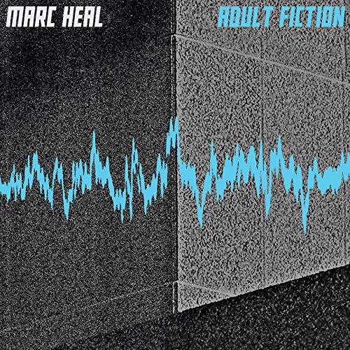 Vinyl record cover with abstract waveform and text “Adult Fiction”.