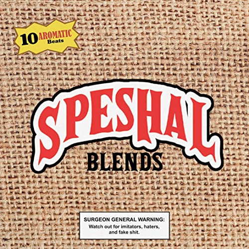 Album cover for "Speshal Blends Vol. 2" with burlap texture.
