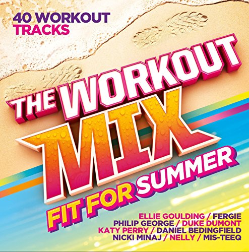 CD cover for “The Workout Mix: Fit For Summer” with beach scene.