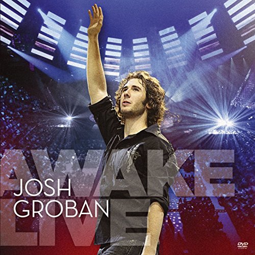Josh Groban on stage performing, with "Awake Live" text overlay.