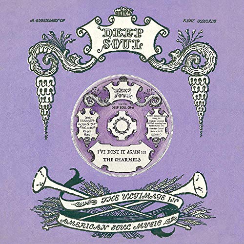 Purple vinyl record label with ornate floral design and text details.
