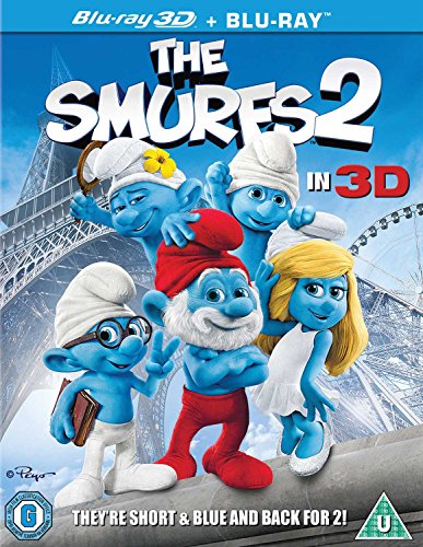 The Smurfs 2 Blu-ray cover featuring several Smurfs in front of the Eiffel Tower.