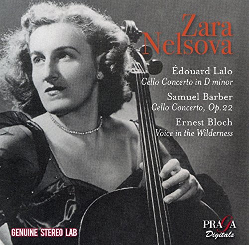 Zara Nelsova portrait with cello, album cover for classical music CD.