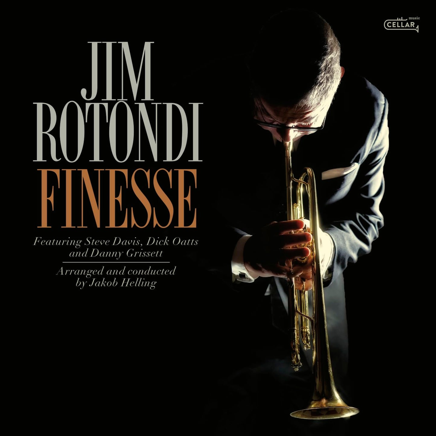 Album cover for Jim Rotondi’s “Finesse” featuring a trumpeter in profile.