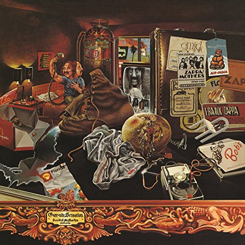 Frank Zappa’s “Over-Nite Sensation” album cover, surreal collage of objects.