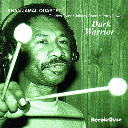 CD cover for Khan Jamal Quartetās āDark Warriorā featuring a portrait of a drummer.
