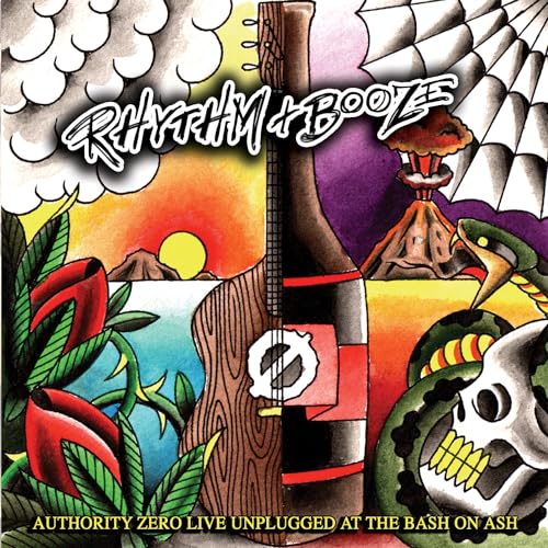 CD cover for Authority Zero’s “Rhythm And Booze” with tattoo-style artwork.