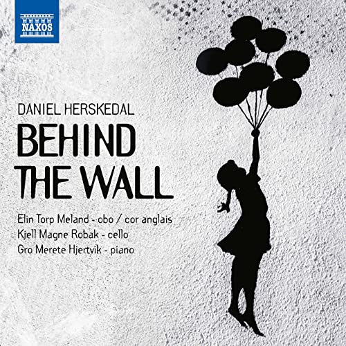 CD cover: Silhouette of a person releasing black balloons upwards.