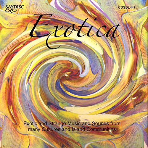 CD cover for “Exotica” with swirling, colorful abstract artwork.