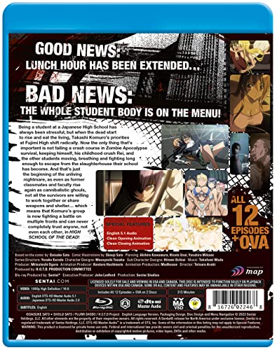Blu-ray case back cover for "High School Of The Dead" anime series.