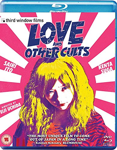 Love And Other Cults" Blu-ray cover with a woman and pink radial background.