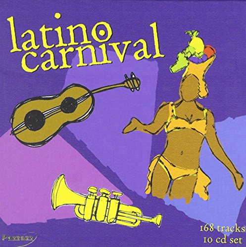CD cover for "Latino Carnival" featuring musical instruments and figures.