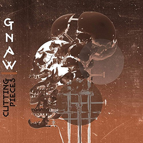 Gnaw “Cutting Pieces” CD cover: abstract, fragmented skull and circles on brown.