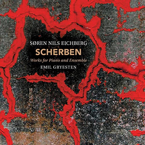 CD cover for "Scherben" featuring red cracks on a dark textured background.