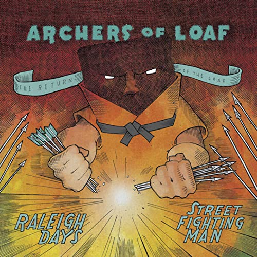 Record cover: illustrated loaf of bread pierced with arrows, orange background.