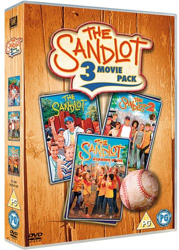 The Sandlot 3-movie DVD collection box set featuring movie posters and a baseball.