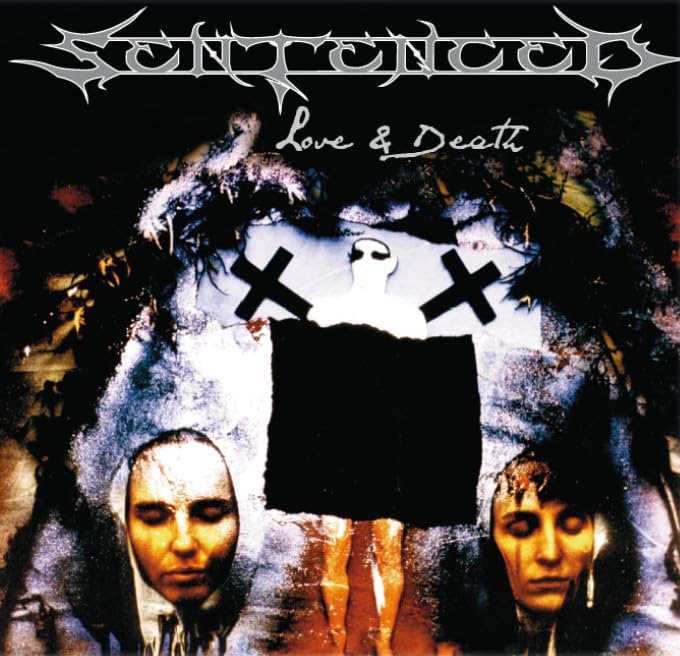 Sentenced album cover: dark, gothic imagery with figures and crosses.