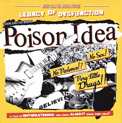 Poison Idea album cover: collage of band, crowd, and text on yellow background.