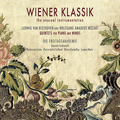 CD cover for "Die Freitags Akademie" featuring Mozart and Beethoven, floral design.