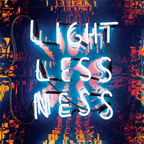 Album cover for Maps & Atlases’ “Lightlessness Is Nothing New” with neon text.