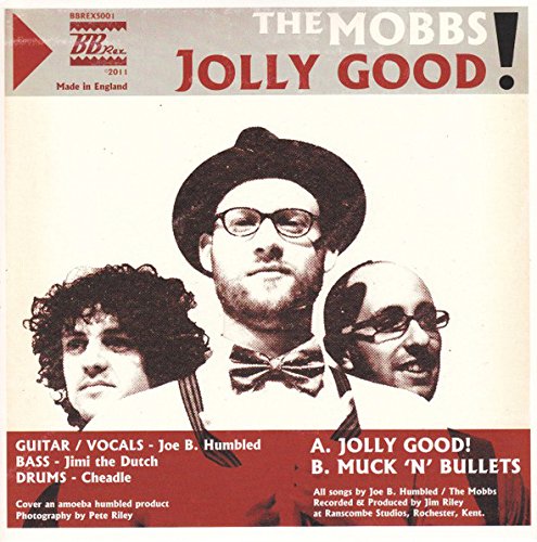 CD cover for "Jolly Good" by The Mobbs, featuring three men in glasses.