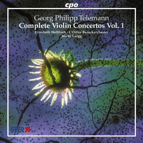 CD cover for Telemann violin concertos, featuring a floral image.