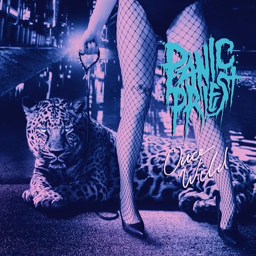 CD cover: woman in fishnets with a jaguar on a city street.