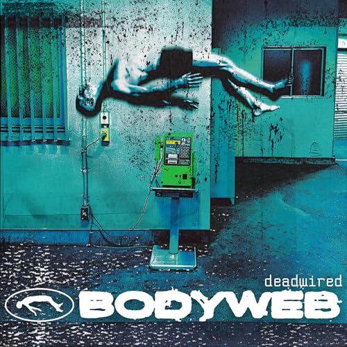 Blue album cover with a person and a green public telephone.