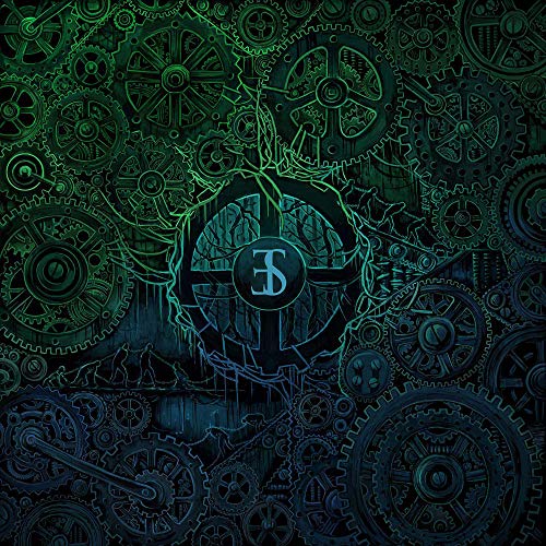 Album cover with intricate gears surrounding a central, glowing emblem.