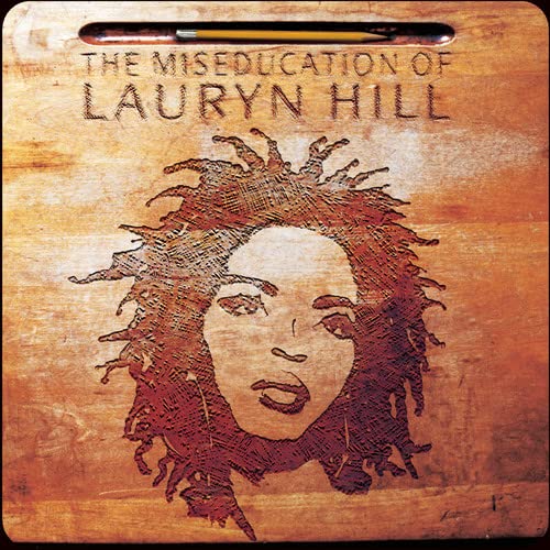 Lauryn Hill album cover, textured portrait with dreadlocks, warm tones.