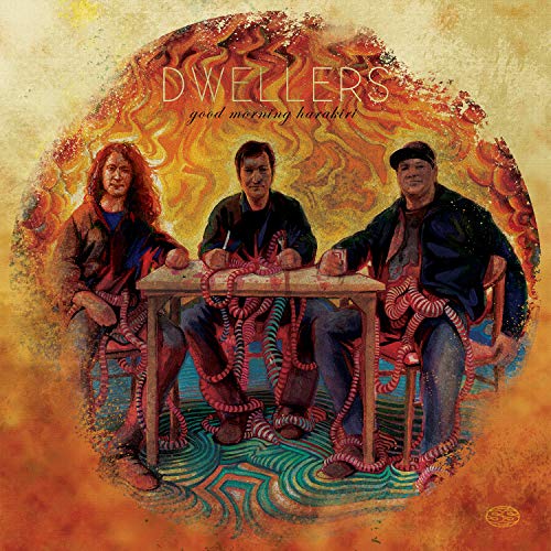 CD cover for Dwellers’ “Good Morning Harakiri” featuring three men at a table.