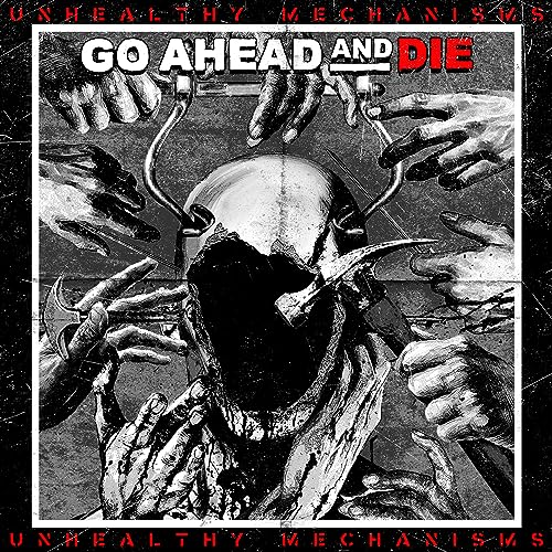 CD cover: distorted face with grasping hands, black and white, horror theme.