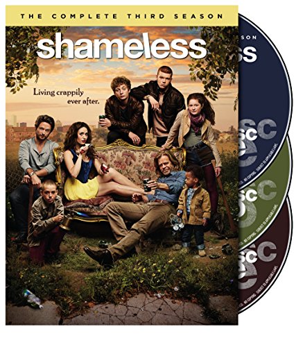 “Shameless” Season 3 DVD cover with cast photo and three discs.