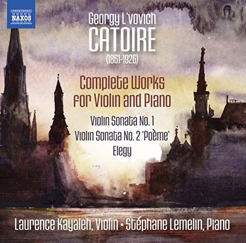 CD cover for Catoire’s violin works, featuring a castle illustration.