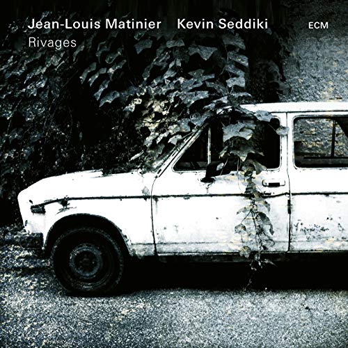 CD cover: overgrown white van with foliage, dark and moody aesthetic.
