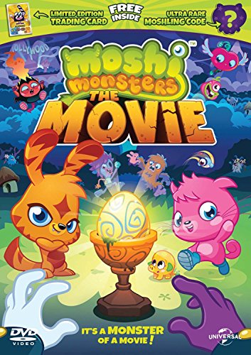 Moshi Monsters" DVD cover featuring colorful monster characters and a glowing egg.