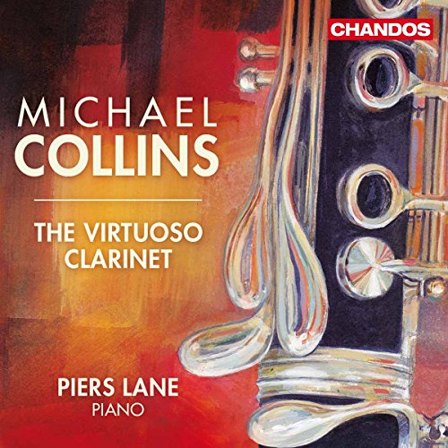 CD cover featuring a painted clarinet and pianist names Michael Collins & Piers Lane.