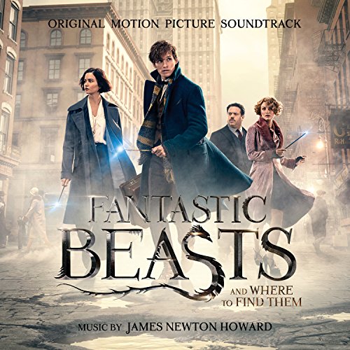 Fantastic Beasts" soundtrack CD cover featuring characters in a foggy city.