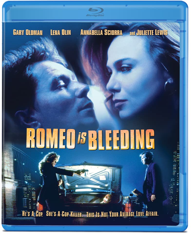 Romeo is Bleeding" Blu-ray cover featuring Gary Oldman and Lena Olin.