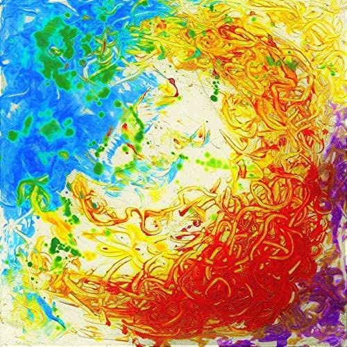 CD cover with abstract swirling paint in blue, yellow, and red.
